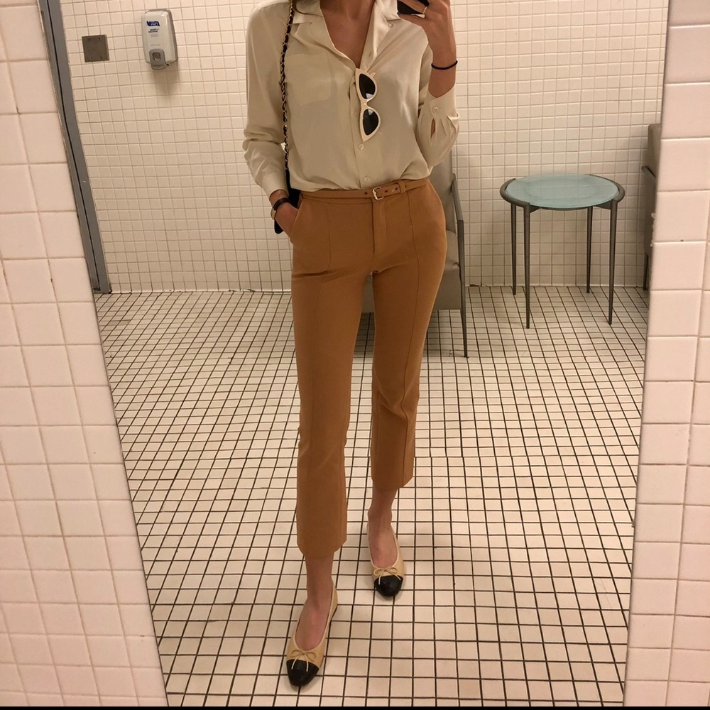DIANE VON FURSTENBERG Tan Straight Leg Trousers Size 0